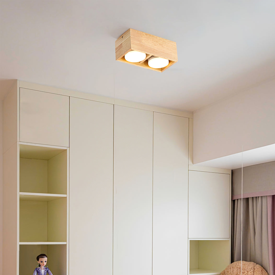Lampe de Plafond en Bois - Éclairage Chaleureux et Économe en Énergie