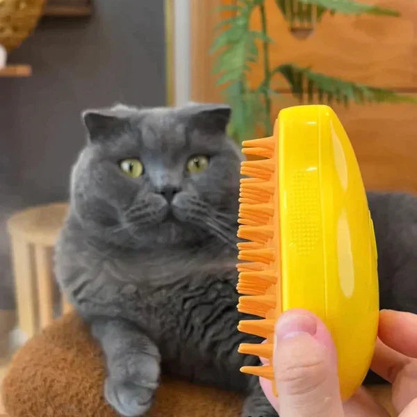 Brosse de Toilettage à Vapeur pour Chats - Toilettage Relaxant et Pelage Brillant