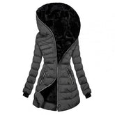 Veste Puffer Longue Femme - Rembourrée, Chaude et À Capuche