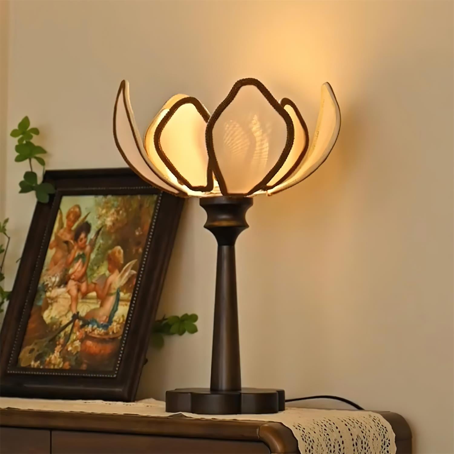 Lampe de Table Écologique - Design Floral et Ambiance Chaleureuse