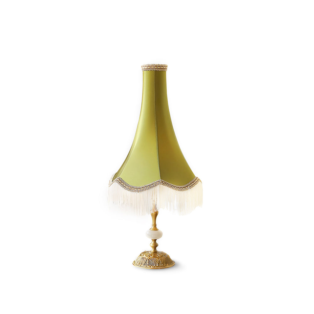 Lampe de Table en Marbre - Élégance et Franges Tissées