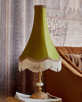 Lampe de Table en Marbre - Élégance et Franges Tissées