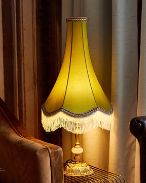 Lampe de Table en Marbre - Élégance et Franges Tissées