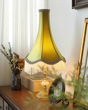 Lampe de Table en Marbre - Élégance et Franges Tissées