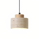 Lampe Suspendue en Pierre de Travertin - Élégance Organique et Atmosphère Chaleureuse