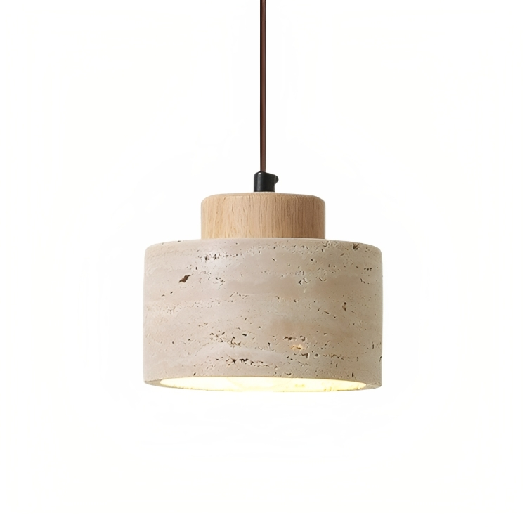 Lampe Suspendue en Pierre de Travertin - Élégance Organique et Atmosphère Chaleureuse