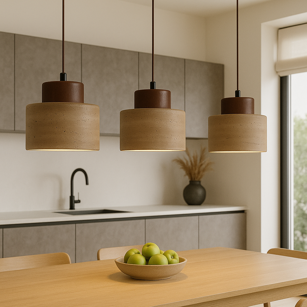 Lampe Suspendue en Pierre de Travertin - Élégance Organique et Atmosphère Chaleureuse
