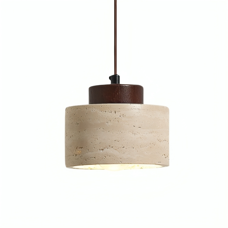 Lampe Suspendue en Pierre de Travertin - Élégance Organique et Atmosphère Chaleureuse