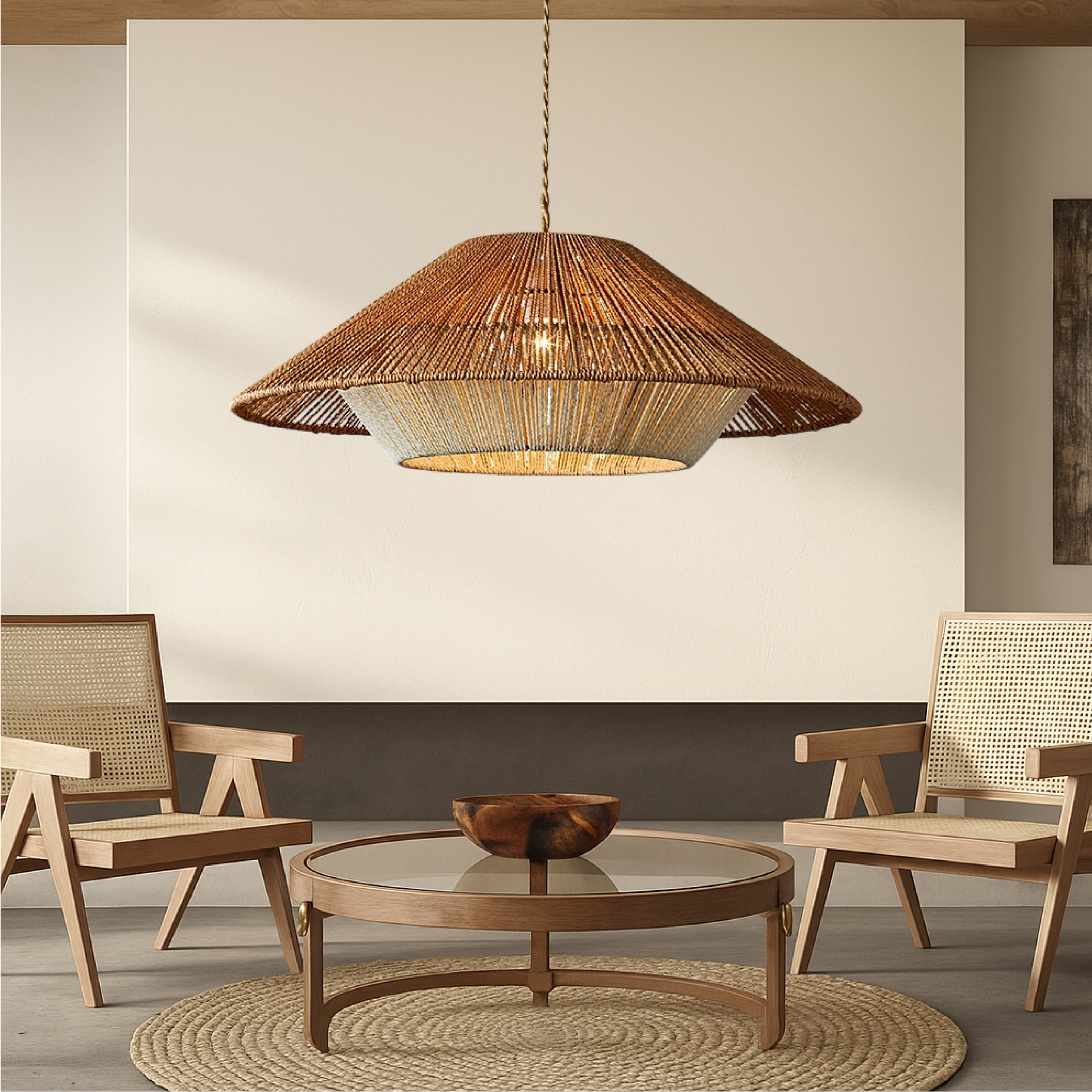 Lampe Suspendue en Bambou Tissé - Élégance Naturelle et Atmosphère Cozy