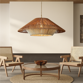 Lampe Suspendue en Bambou Tissé - Élégance Naturelle et Atmosphère Cozy