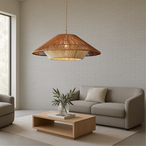 Lampe Suspendue en Bambou Tissé - Élégance Naturelle et Atmosphère Cozy