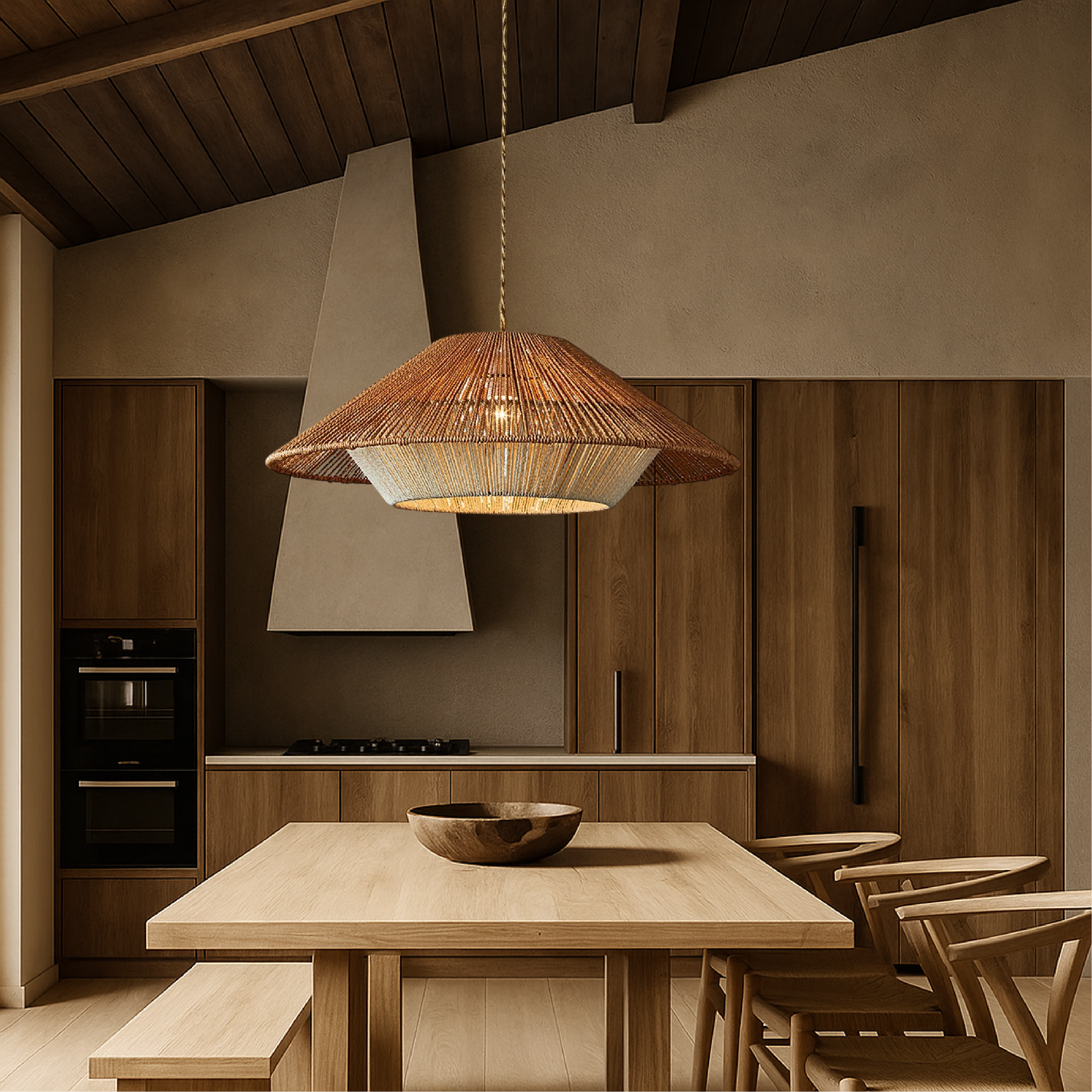 Lampe Suspendue en Bambou Tissé - Élégance Naturelle et Atmosphère Cozy