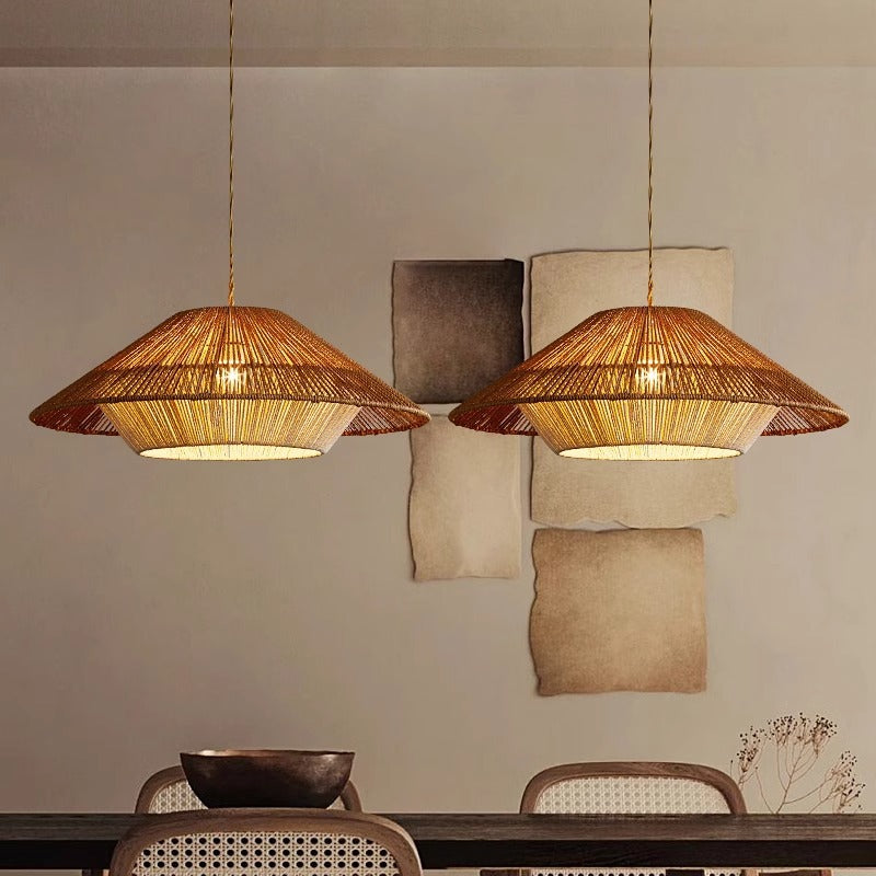 Lampe Suspendue en Bambou Tissé - Élégance Naturelle et Atmosphère Cozy