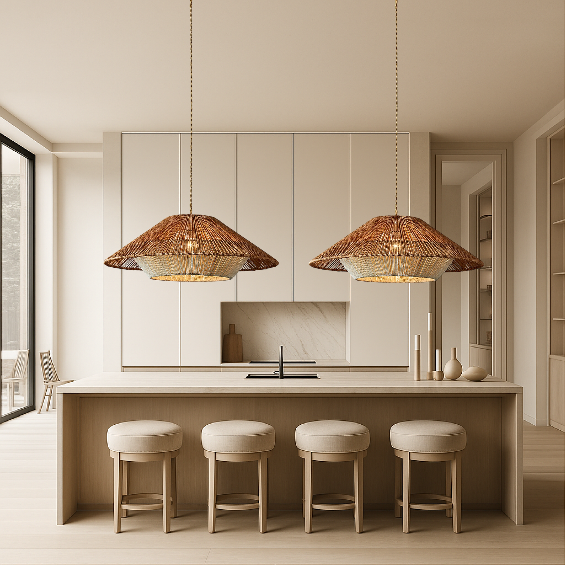 Lampe Suspendue en Bambou Tissé - Élégance Naturelle et Atmosphère Cozy