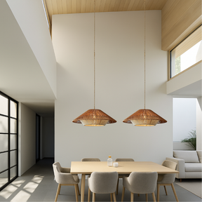 Lampe Suspendue en Bambou Tissé - Élégance Naturelle et Atmosphère Cozy
