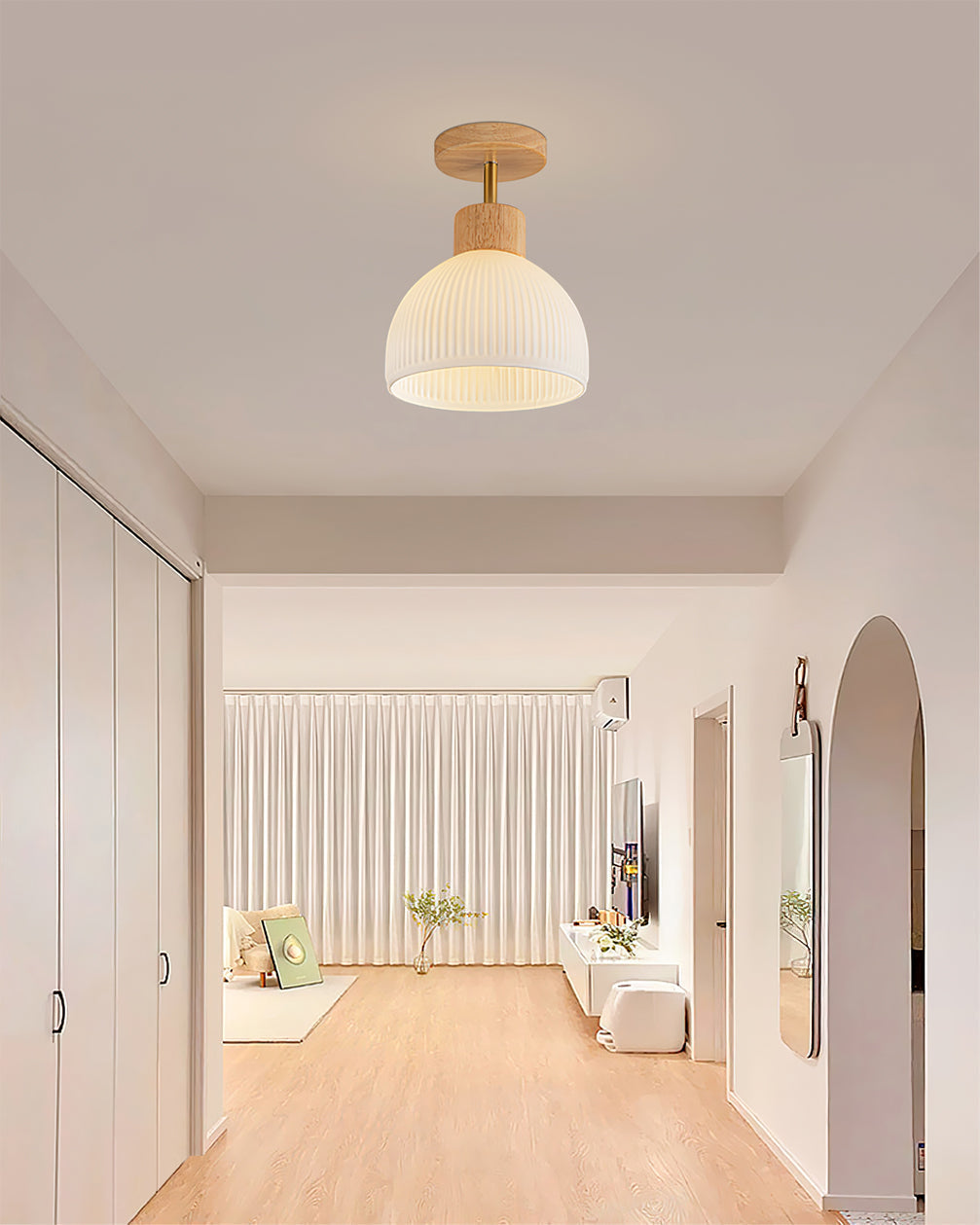 Plafonnier en Bois Élégant - Atmosphère Apaisante et Chic