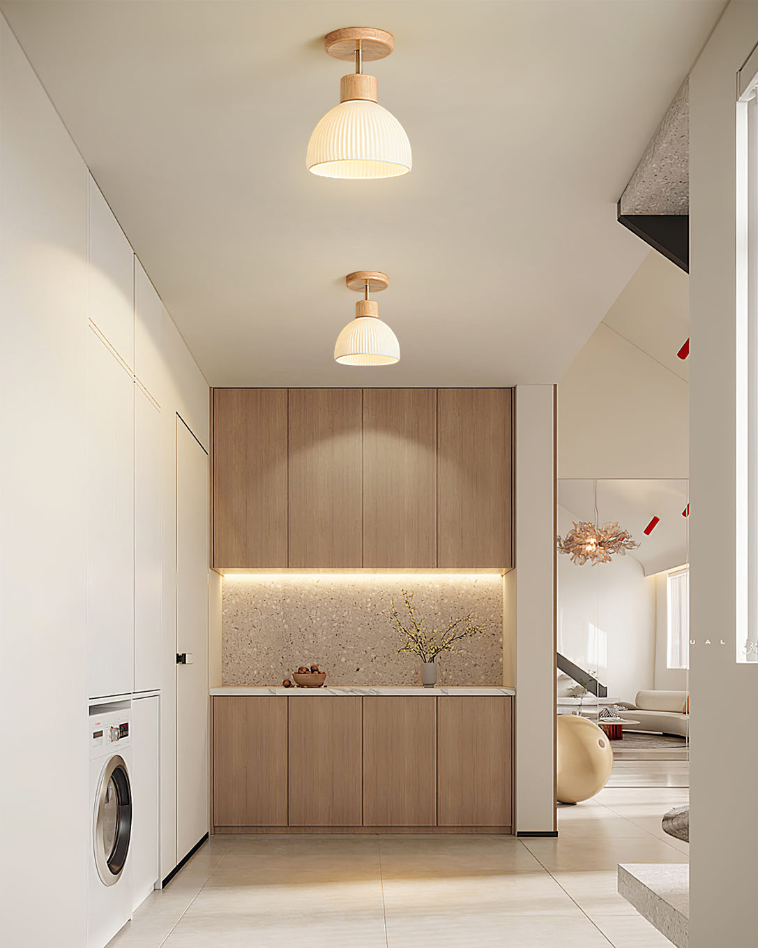 Plafonnier en Bois Élégant - Atmosphère Apaisante et Chic