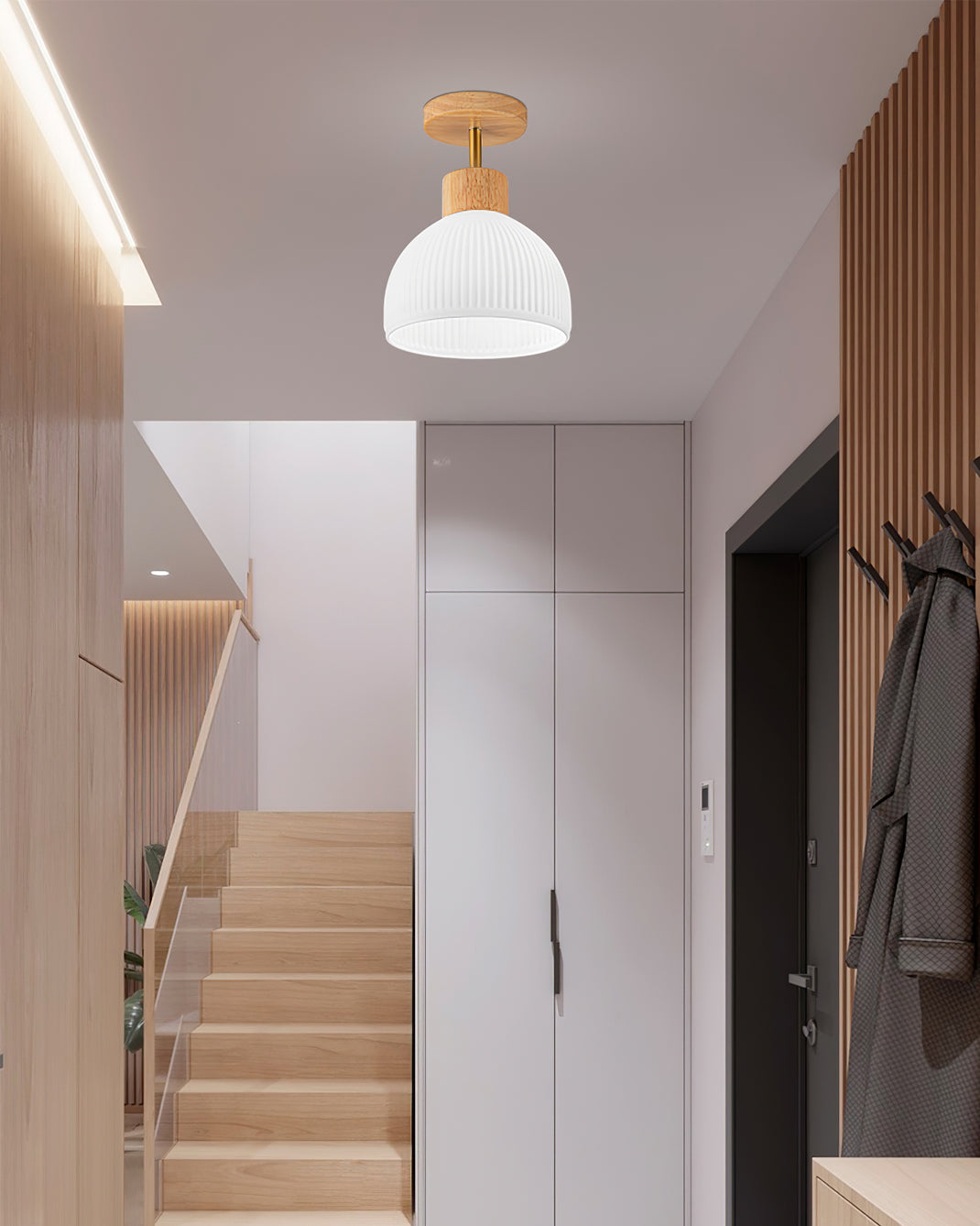 Plafonnier en Bois Élégant - Atmosphère Apaisante et Chic