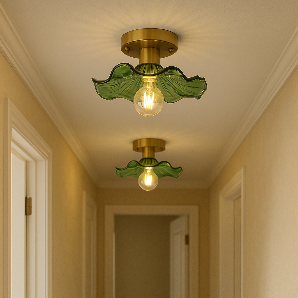 Suspension Contemporaine en Verre Hibiscus - Élégance Naturelle et Atmosphère Chaleureuse