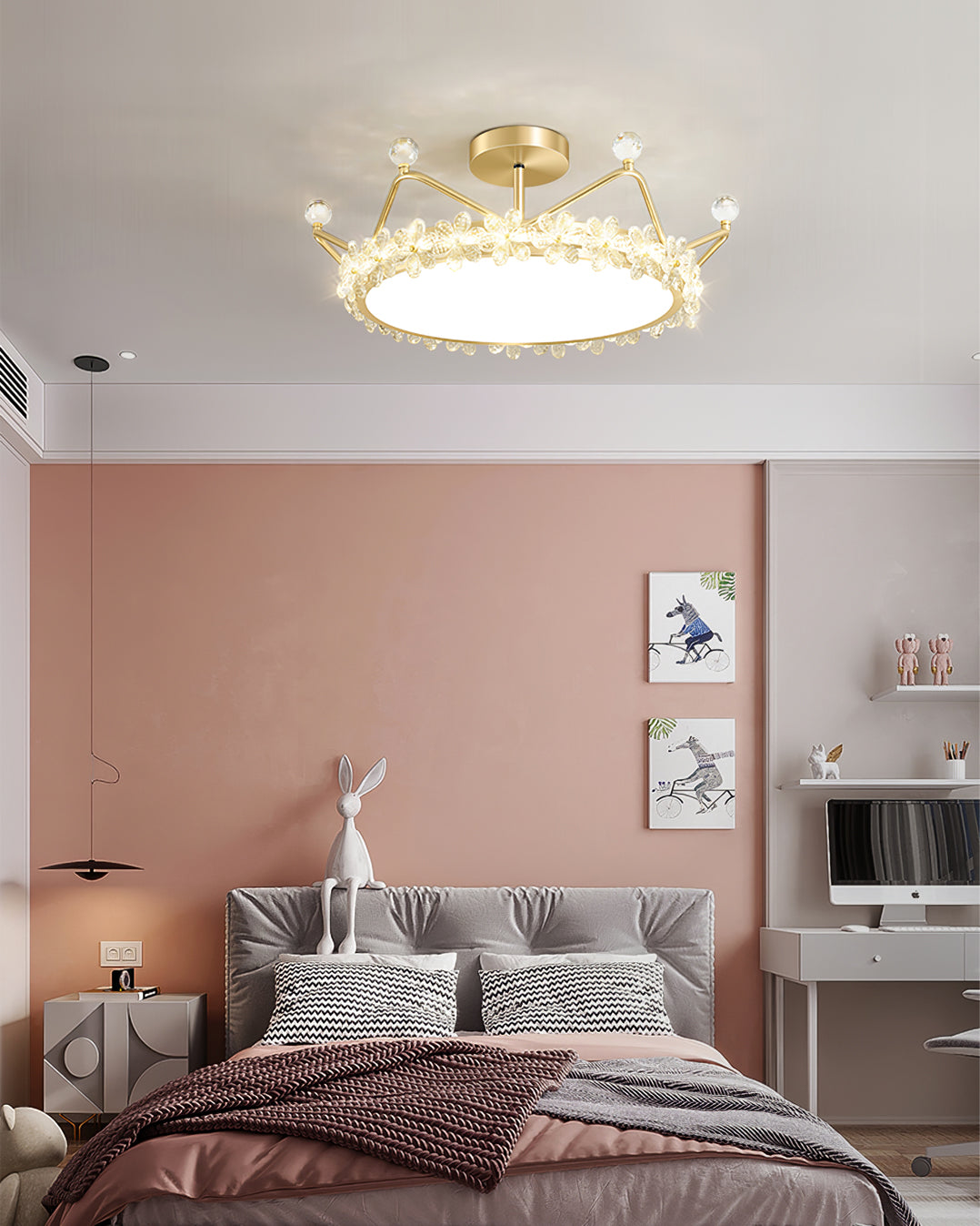 Lampe de Plafond Couronne Élégante - Éclairage Cristallin et Atmosphère Luxueuse