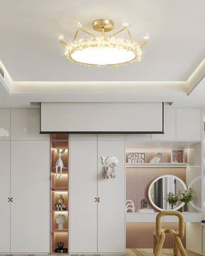 Lampe de Plafond Couronne Élégante - Éclairage Cristallin et Atmosphère Luxueuse