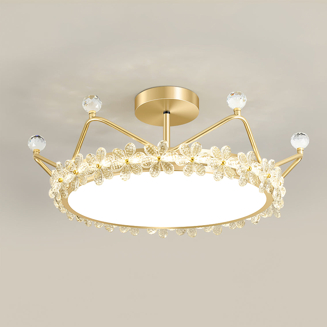 Lampe de Plafond Couronne Élégante - Éclairage Cristallin et Atmosphère Luxueuse