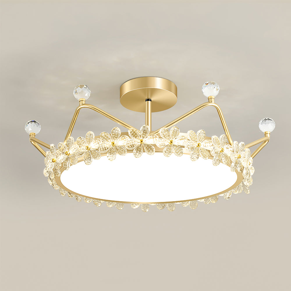 Lampe de Plafond Couronne Élégante - Éclairage Cristallin et Atmosphère Luxueuse