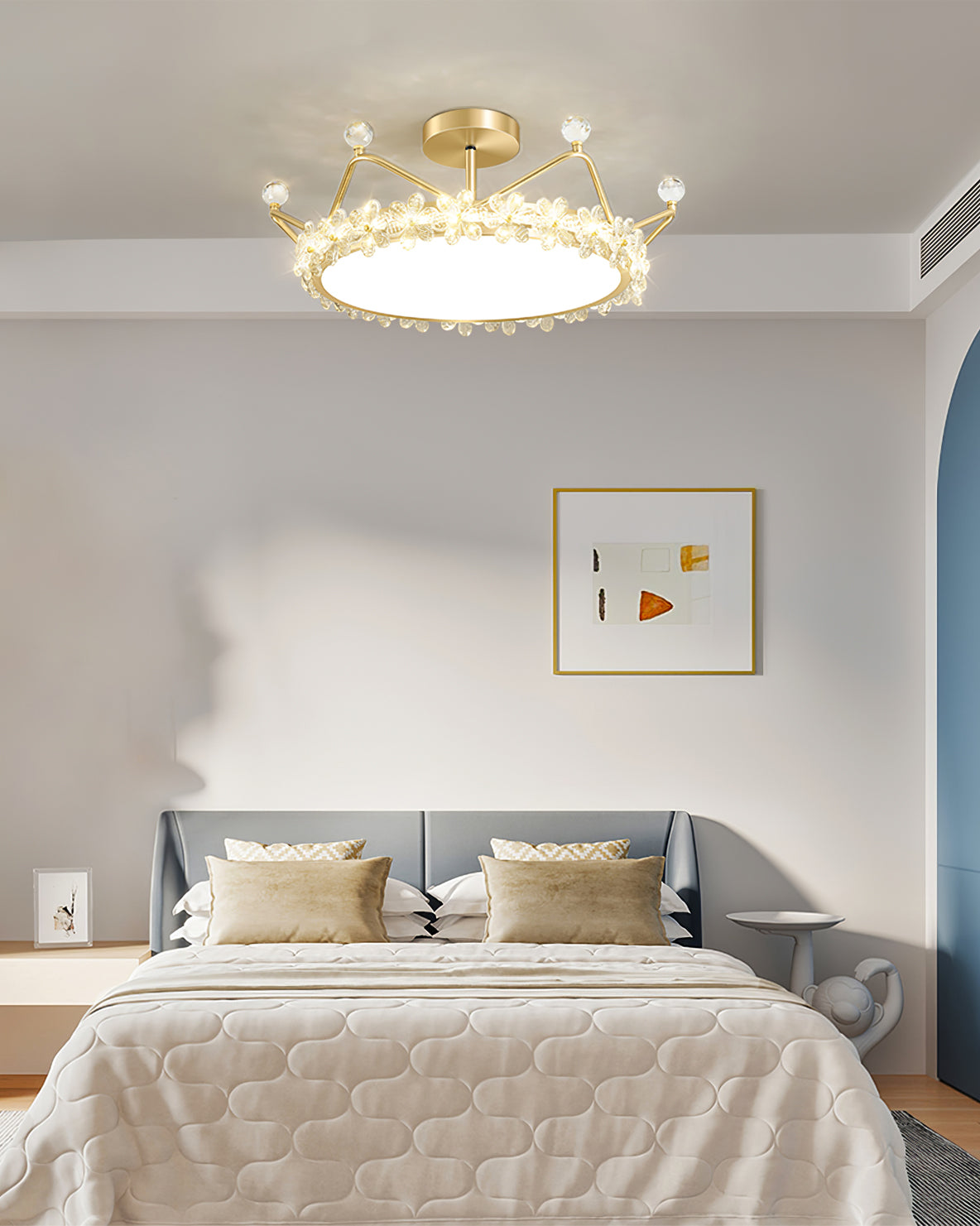 Lampe de Plafond Couronne Élégante - Éclairage Cristallin et Atmosphère Luxueuse