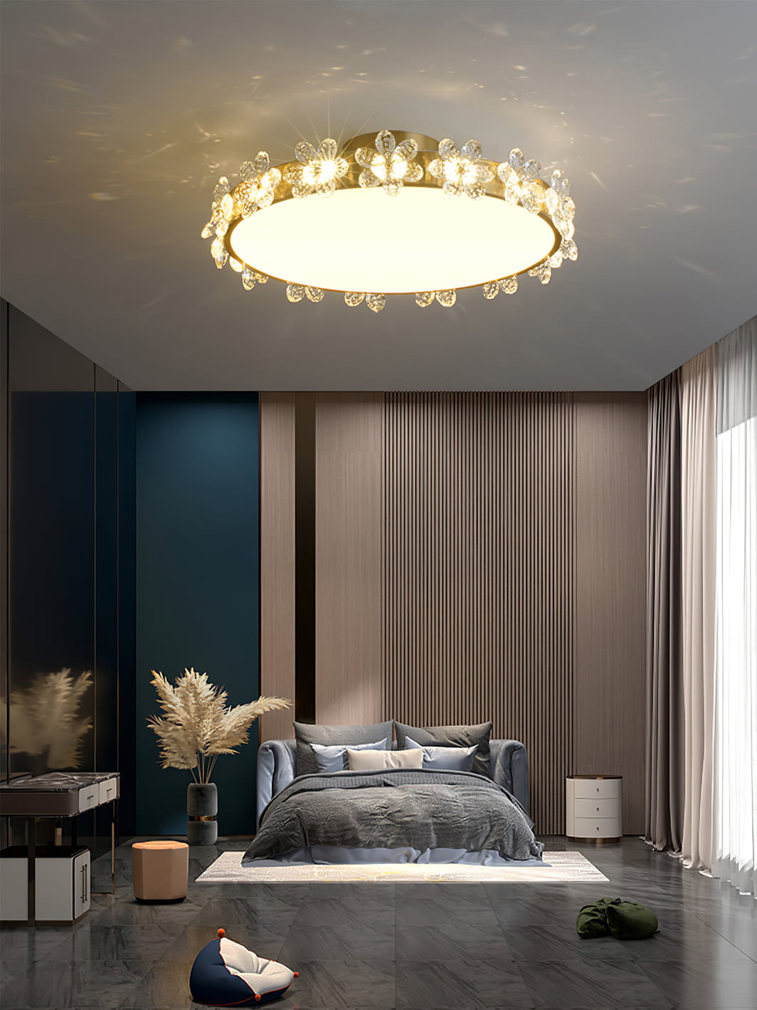 Lampe de Plafond en Cristal - Élégance et Lumière Subtile