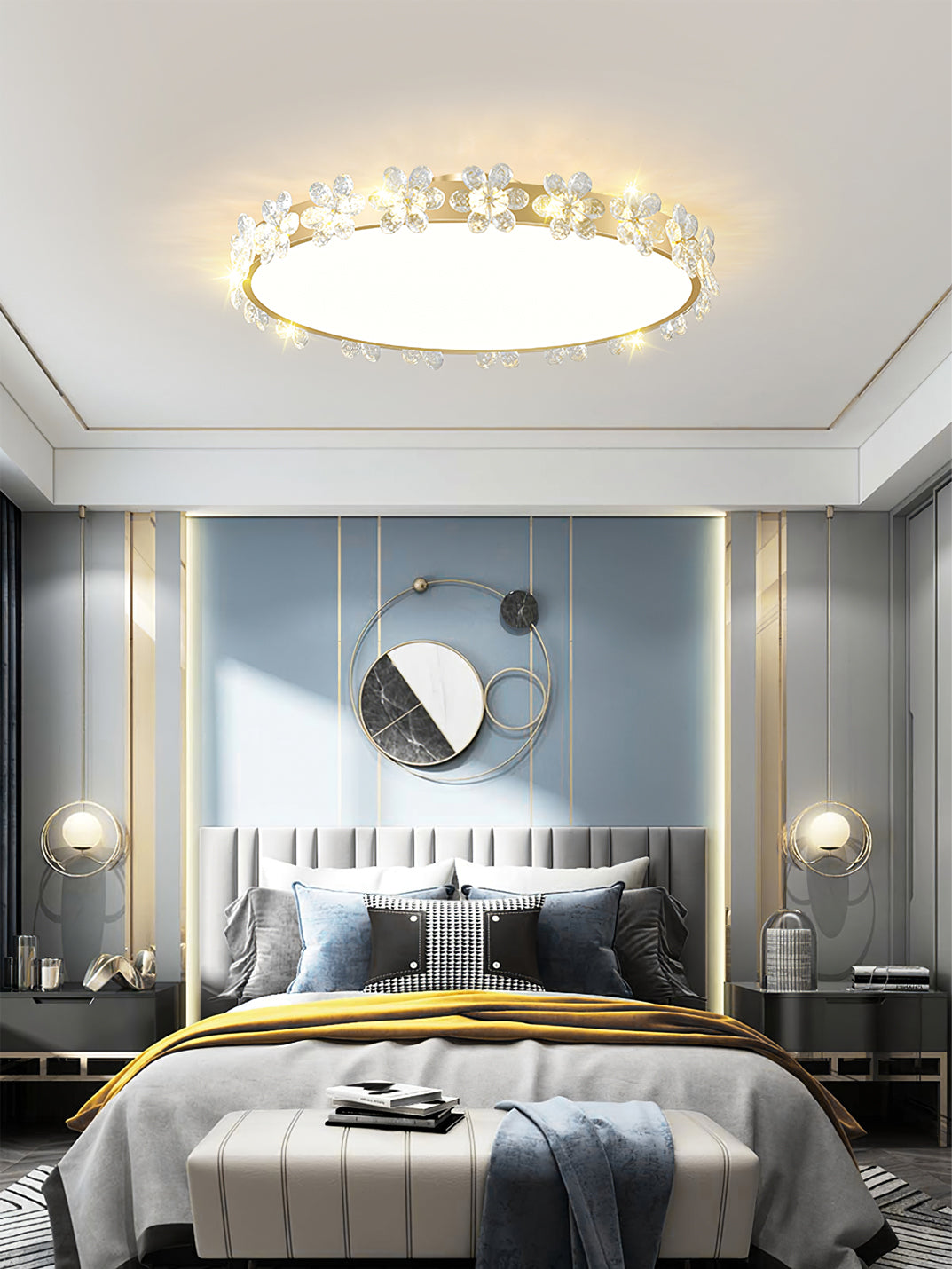 Lampe de Plafond en Cristal - Élégance et Lumière Subtile