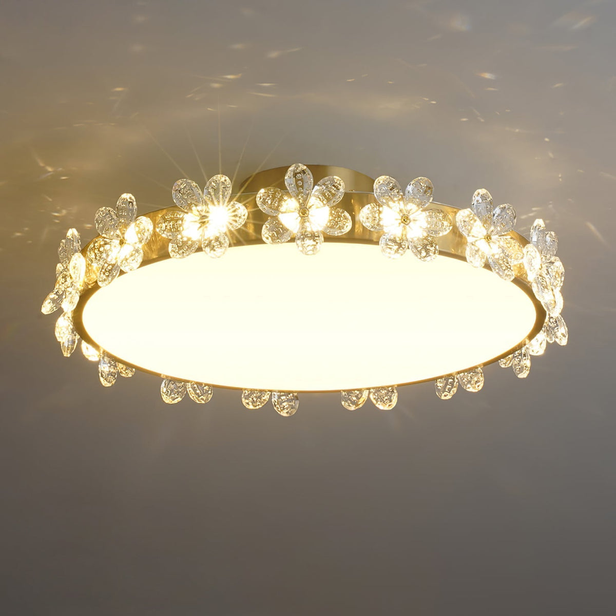 Lampe de Plafond en Cristal - Élégance et Lumière Subtile