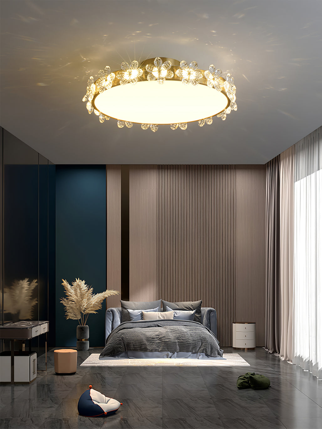 Lampe de Plafond en Cristal - Élégance et Lumière Subtile