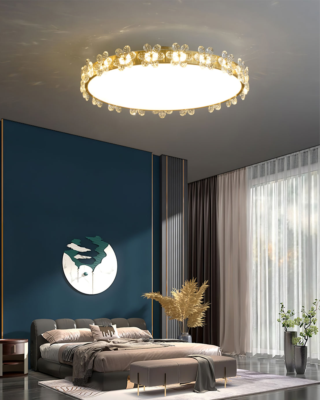 Lampe de Plafond en Cristal - Élégance et Lumière Subtile