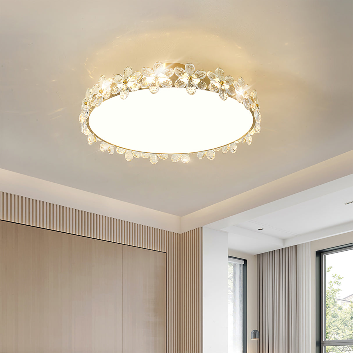 Lampe de Plafond en Cristal - Élégance et Lumière Subtile