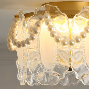 Lampe de Plafond en Verre Sculpté - Pétales Élégants et Ambiance Chaleureuse