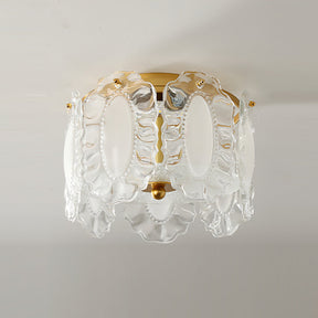 Lampe de Plafond en Verre Sculpté - Pétales Élégants et Ambiance Chaleureuse