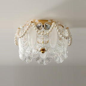 Lampe de Plafond en Verre Sculpté - Pétales Élégants et Ambiance Chaleureuse