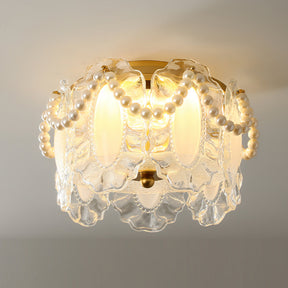 Lampe de Plafond en Verre Sculpté - Pétales Élégants et Ambiance Chaleureuse
