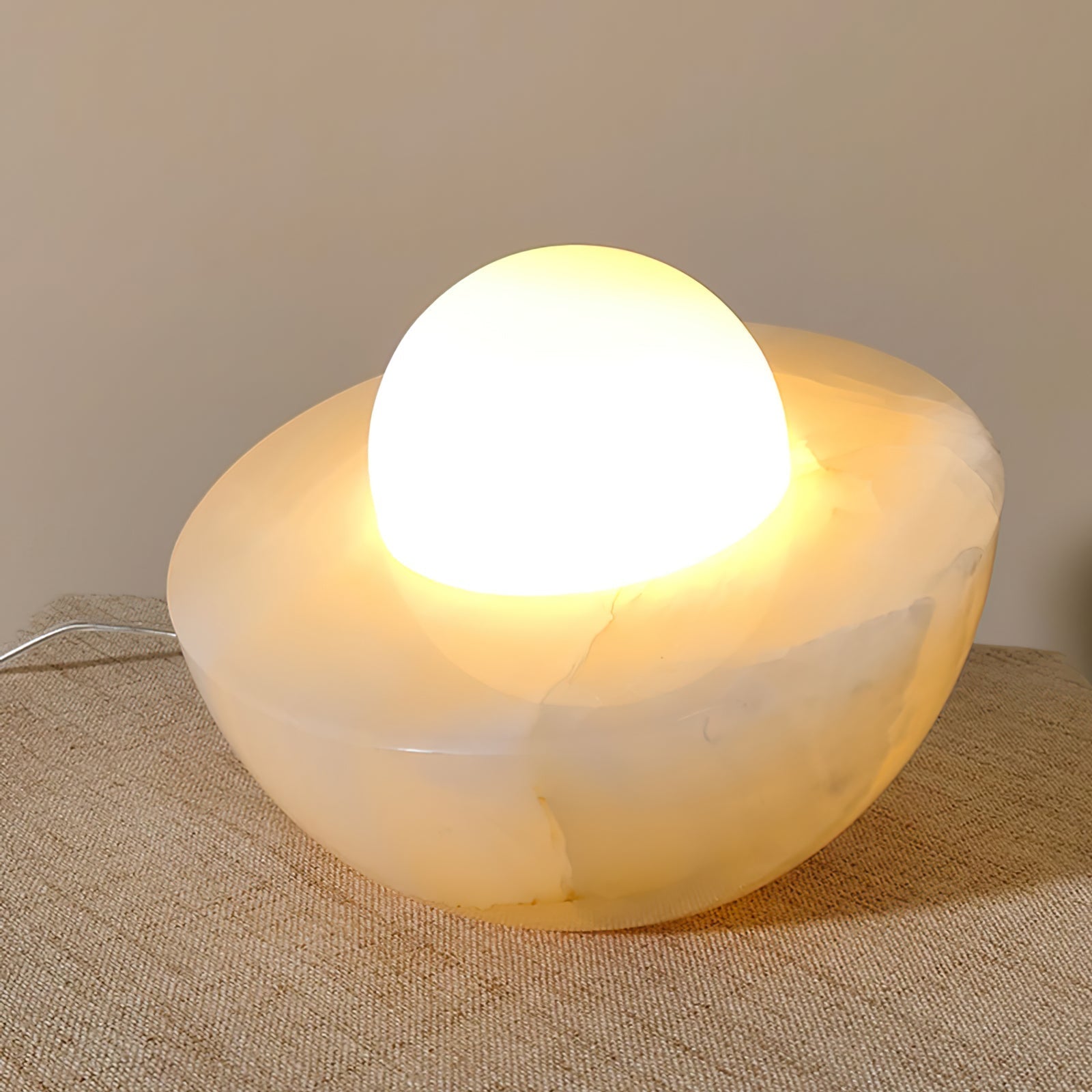 Lampe de Table en Marbre et Verre - Design Minimaliste et Apaisant
