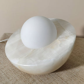 Lampe de Table en Marbre et Verre - Design Minimaliste et Apaisant