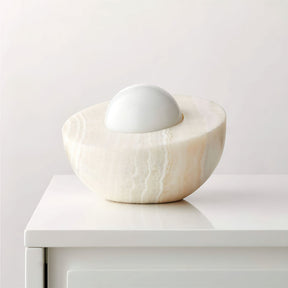 Lampe de Table en Marbre et Verre - Design Minimaliste et Apaisant