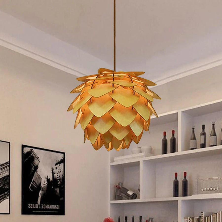 Lampe Suspendue en Bois Rustique | Ambiance Conviviale et Artisanale