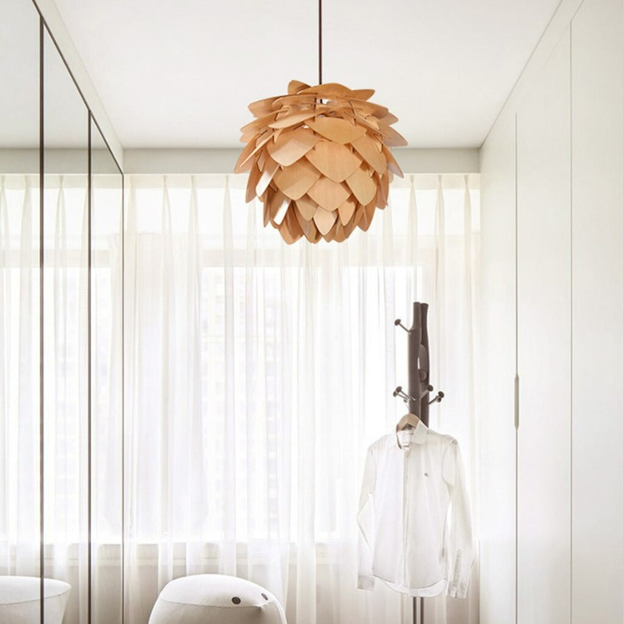 Suspension en Bois Rustique - Éclairage Naturel et Artisanat Unique