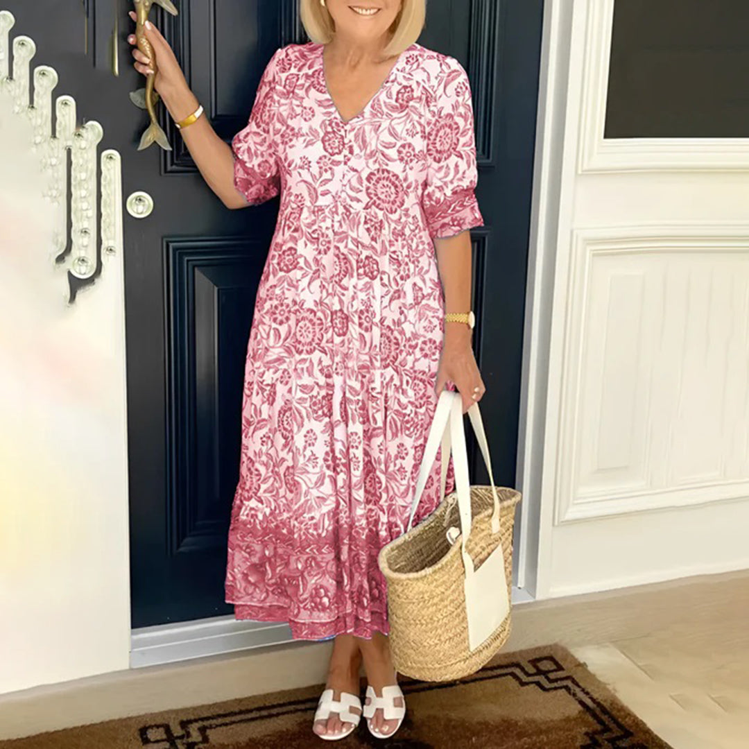 Robe Maxi Élégante Col V Femme - Confort d'Été et Style Cocktail