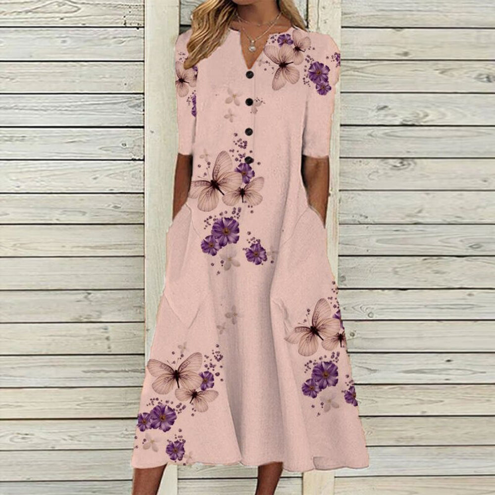 Robe d'été à Motif Floral - Style Élégant et Confortable