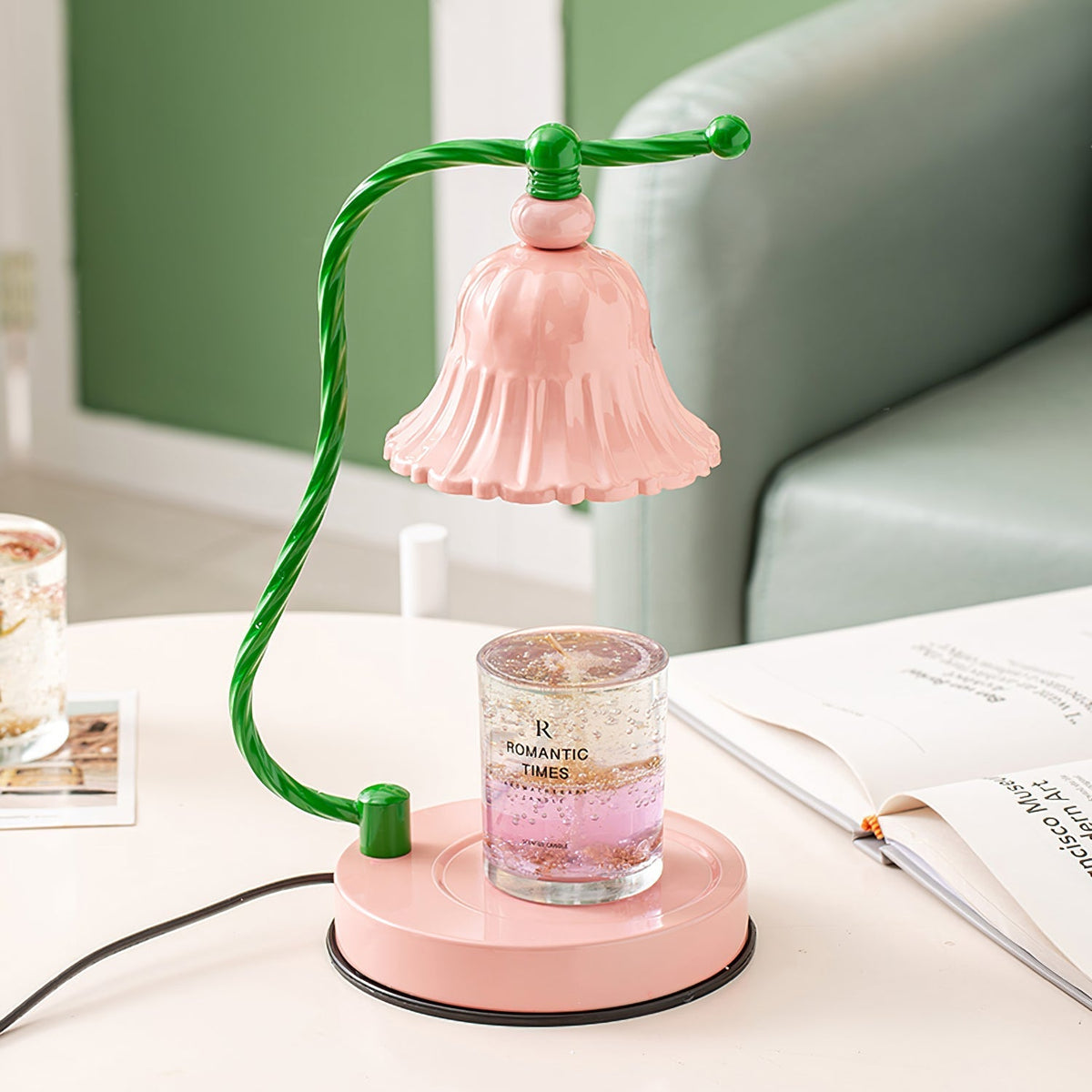 Lampe de Table en Verre Rose - Design Élégant et Atmosphère Charmante