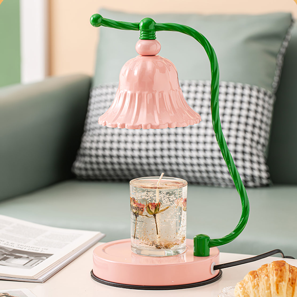 Lampe de Table en Verre Rose - Design Élégant et Atmosphère Charmante