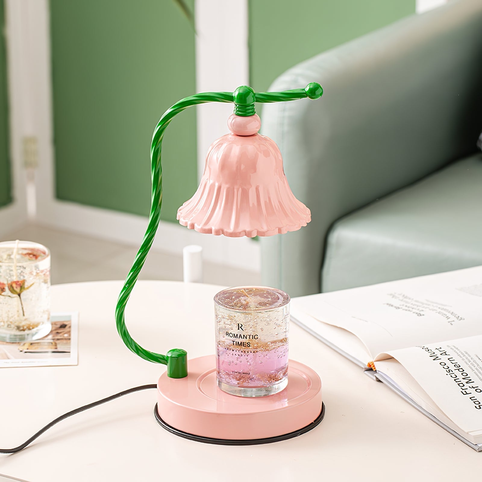 Lampe de Table en Verre Rose - Design Élégant et Atmosphère Charmante