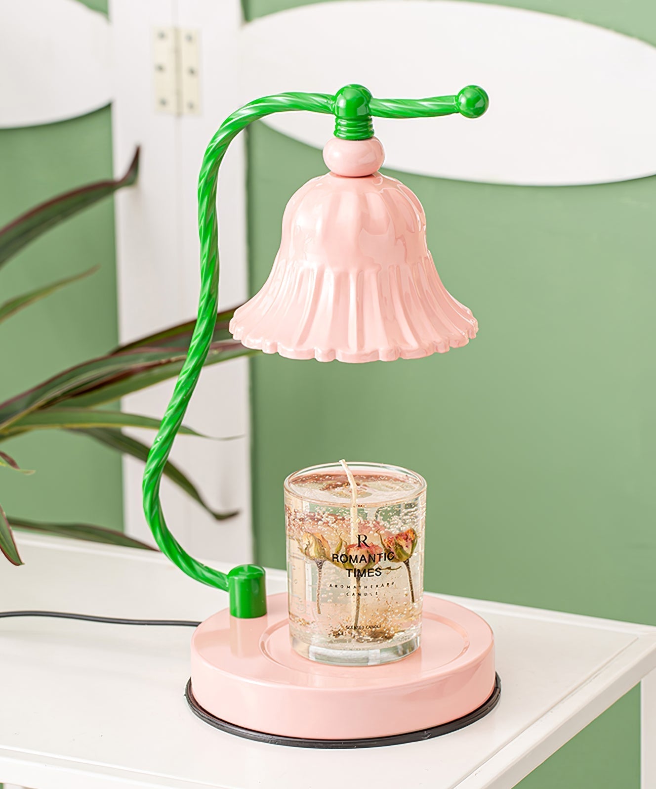Lampe de Table en Verre Rose - Design Élégant et Atmosphère Charmante