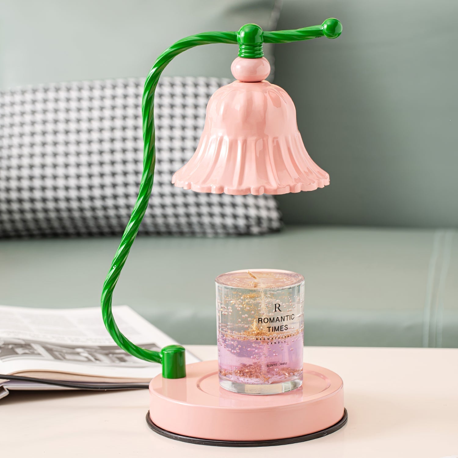 Lampe de Table en Verre Rose - Design Élégant et Atmosphère Charmante